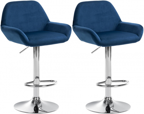 2 ks / set barová židle Braga samet chrom, modrá