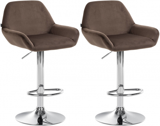 2 ks / set barová židle Braga samet chrom, hnědá