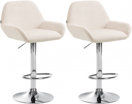 2 ks / set barová židle Braga samet chrom, krémová