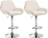2 ks / set barová židle Braga samet chrom, krémová
