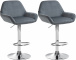 2 ks / set barová židle Braga samet chrom, tmavě šedá