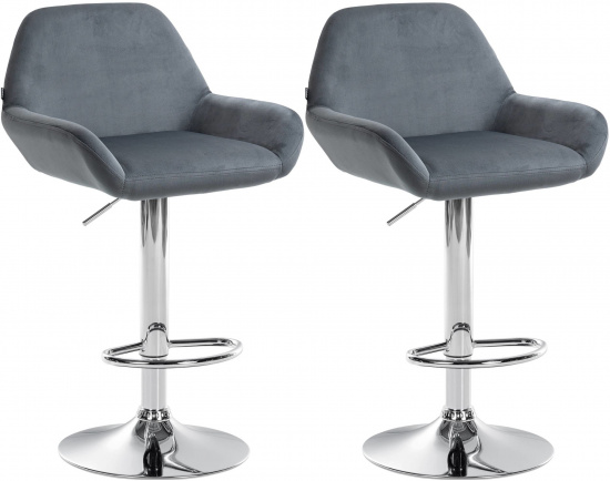 2 ks / set barová židle Braga samet chrom, tmavě šedá