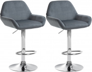 2 ks / set barová židle Braga samet chrom, tmavě šedá