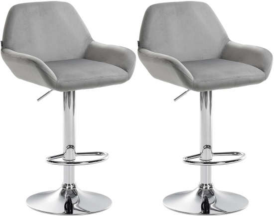 2 ks / set barová židle Braga samet chrom, šedá