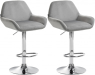 2 ks / set barová židle Braga samet chrom, šedá