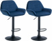 2 ks / set barová židle Braga samet černá, modrá