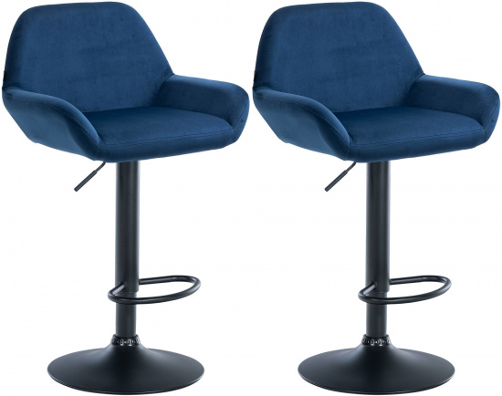 2 ks / set barová židle Braga samet černá, modrá
