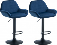 2 ks / set barová židle Braga samet černá, modrá