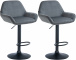 2 ks / set barová židle Braga samet černá, tmavě šedá