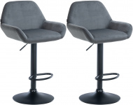 2 ks / set barová židle Braga samet černá, tmavě šedá