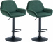 2 ks / set barová židle Braga samet černá, tmavě zelená