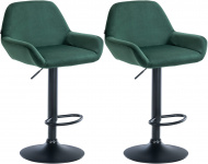2 ks / set barová židle Braga samet černá, tmavě zelená
