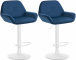 2 ks / set barová židle Braga samet bílá, modrá
