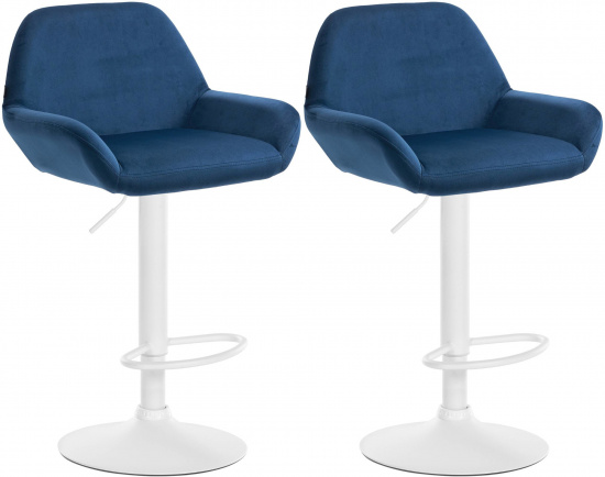 2 ks / set barová židle Braga samet bílá, modrá