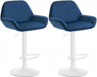 2 ks / set barová židle Braga samet bílá, modrá