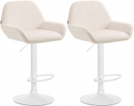2 ks / set barová židle Braga samet bílá, krémová