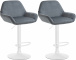 2 ks / set barová židle Braga samet bílá, tmavě šedá