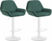 2 ks / set barová židle Braga samet bílá, tmavě zelená