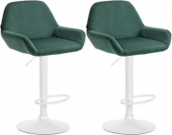 2 ks / set barová židle Braga samet bílá, tmavě zelená