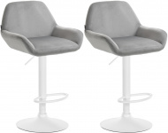 2 ks / set barová židle Braga samet bílá, šedá