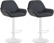 2 ks / set barová židle Braga samet bílá, černá
