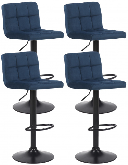 4 ks / set barová židle Nefi samet, modrá