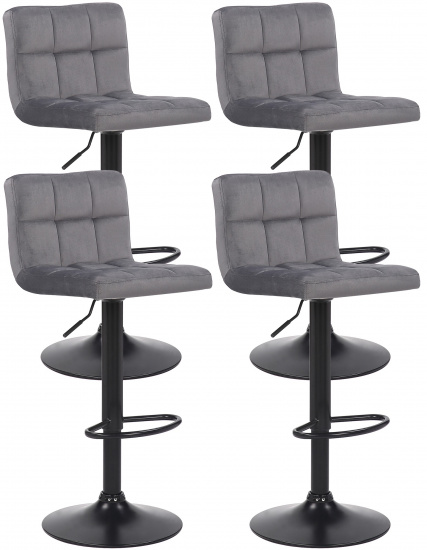 4 ks / set barová židle Nefi samet, šedá