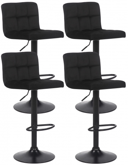 4 ks / set barová židle Nefi samet, černá