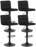 4 ks / set barová židle Nefi samet, černá