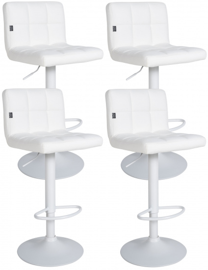 4 ks / set barová židle Nefi syntetická kůže, bílá, bílá