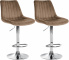 2 ks / set barová židle Toni samet chrom, hnědá