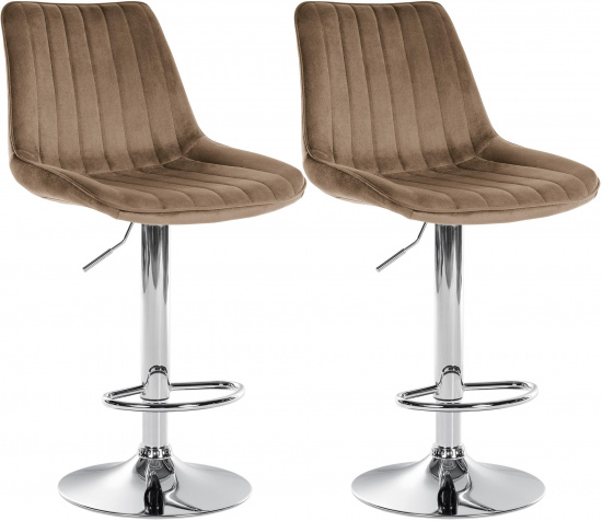 2 ks / set barová židle Toni samet chrom, hnědá