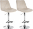 2 ks / set barová židle Toni samet chrom, krémová
