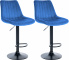 2 ks / set barová židle Toni samet černá, modrá