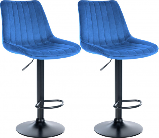 2 ks / set barová židle Toni samet černá, modrá