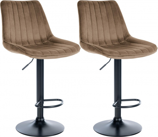 2 ks / set barová židle Toni samet černá, hnědá