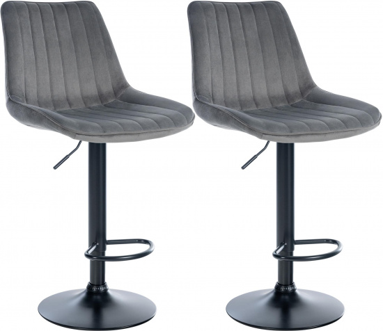 2 ks / set barová židle Toni samet černá, tmavě šedá
