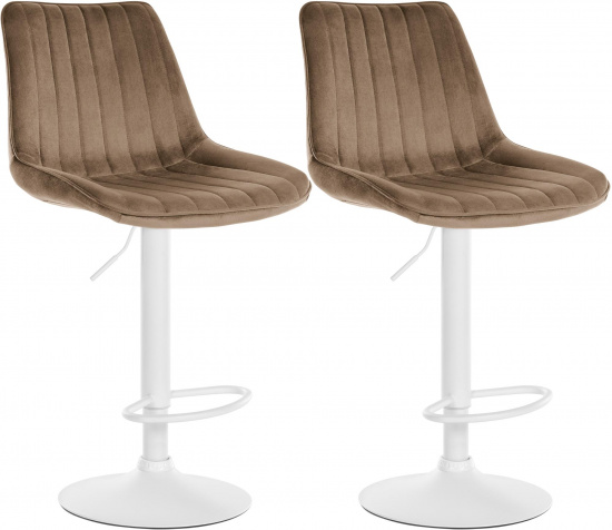 2 ks / set barová židle Toni samet bílá, hnědá