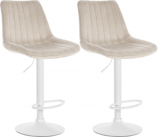 2 ks / set barová židle Toni samet bílá, krémová