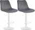 2 ks / set barová židle Toni samet bílá, tmavě šedá