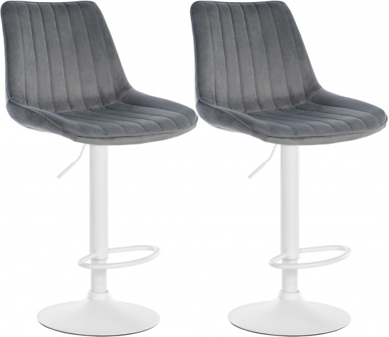 2 ks / set barová židle Toni samet bílá, tmavě šedá