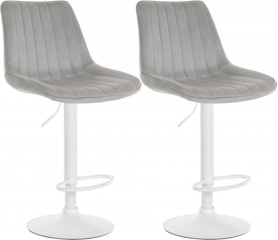 2 ks / set barová židle Toni samet bílá, šedá