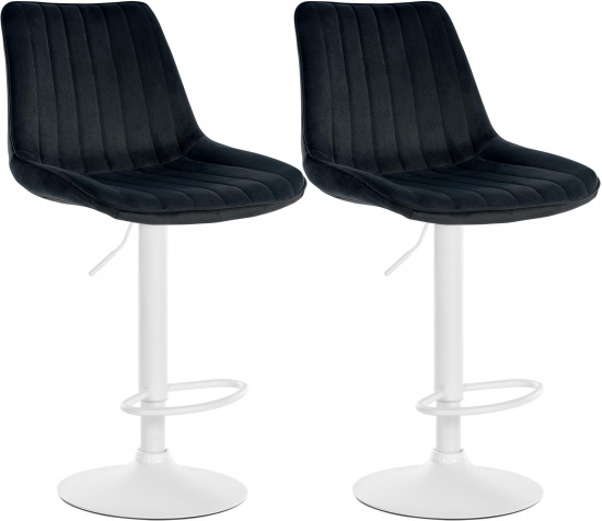 2 ks / set barová židle Toni samet bílá, černá
