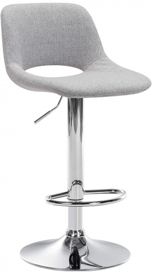 Barová židle Kalmen látkový potah, chrom, světle šedá