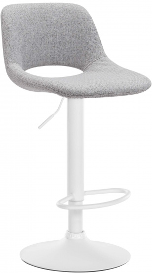 Barová židle Kalmen látkový potah, bílá, světle šedá