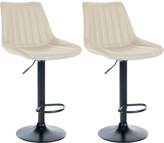 2 ks / set barová židle Toni syntetická kůže, černá, krémová
