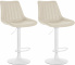 2 ks / set barová židle Toni syntetická kůže, bílá, krémová