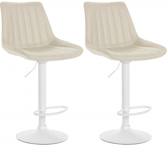 2 ks / set barová židle Toni syntetická kůže, bílá, krémová