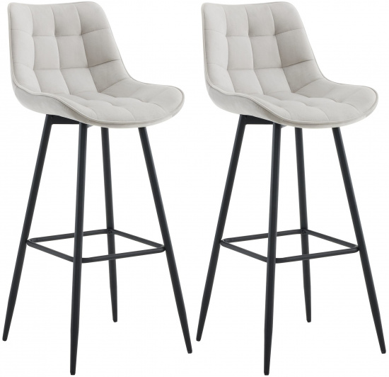 2 ks / set barová židle Dartford samet, šedá