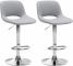 2 ks / set barová židle Kalmen syntetická kůže, chrom, šedá